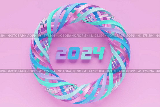 3D illustration inscription 2024 on a  pink   background. Changeability of years. Illustration of the symbol of the new year. Стоковое фото, фотограф Виталий Сова / Фотобанк Лори