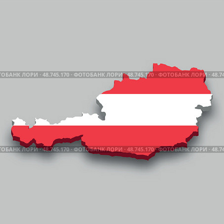 3d isometric Map of Austria with national flag. Стоковая иллюстрация, иллюстратор Максим Гребешков / Фотобанк Лори