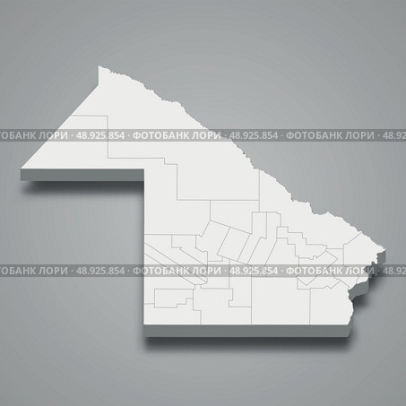 3d isometric map of Chaco is a province of Argentina. Стоковая иллюстрация, иллюстратор Максим Гребешков / Фотобанк Лори