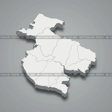 3d isometric map of Guanacaste is a province of Costa Rica. Стоковая иллюстрация, иллюстратор Максим Гребешков / Фотобанк Лори