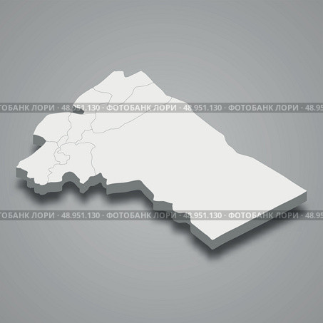 3d isometric map of Rif Dimashq is a province of Syria. Стоковая иллюстрация, иллюстратор Максим Гребешков / Фотобанк Лори