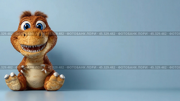 3d мультфильм тираннозавр рекс для детских медиа и дизайна. Стоковое AI-изображение, AI-художник ФотоИнтеллект / Фотобанк Лори