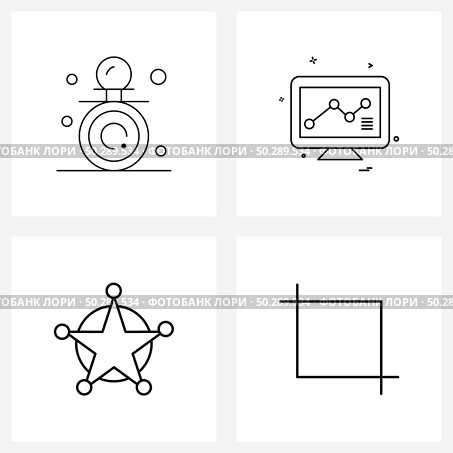4 Universal Icons Pixel Perfect Symbols of pacifier, sheriff, graph, chart, west Vector Illustration. Стоковая иллюстрация, агентство Ingram Publishing / Фотобанк Лори