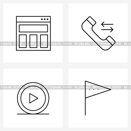 4 Universal Line Icon Pixel Perfect Symbols of browser, seo, call, creative, flag Vector Illustration. Стоковая иллюстрация, агентство Ingram Publishing / Фотобанк Лори
