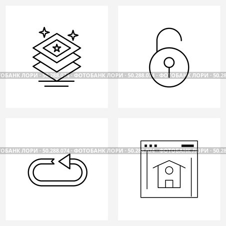 4 Universal Line Icon Pixel Perfect Symbols of document, file, star, logout, web Vector Illustration. Стоковая иллюстрация, агентство Ingram Publishing / Фотобанк Лори