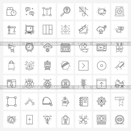 49 Interface Line Icon Set of modern symbols on music, map, heart, search map, style Vector Illustration. Стоковая иллюстрация, агентство Ingram Publishing / Фотобанк Лори