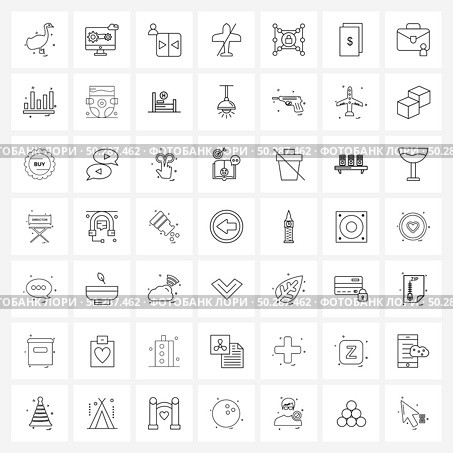 49 Universal Line Icons for Web and Mobile dollar, internet, shrink, security, user interface Vector Illustration. Стоковая иллюстрация, агентство Ingram Publishing / Фотобанк Лори
