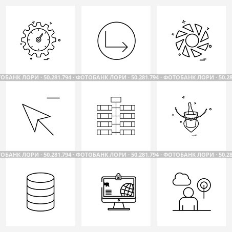 9 Universal Line Icons for Web and Mobile firecracker, less, capture, pointer, cursor Vector Illustration. Стоковая иллюстрация, агентство Ingram Publishing / Фотобанк Лори