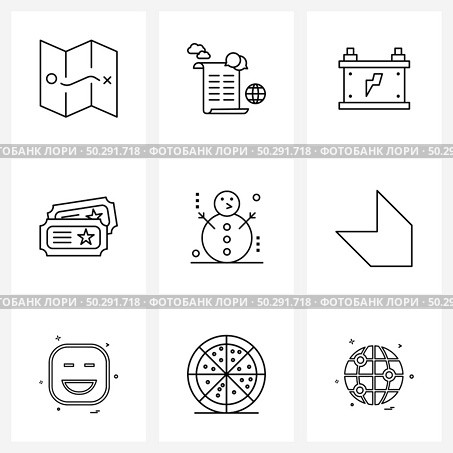 9 Universal Line Icons for Web and Mobile snow, token, accumulator, ticket slip, ticket Vector Illustration. Стоковая иллюстрация, агентство Ingram Publishing / Фотобанк Лори