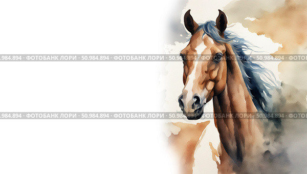 A beautiful horse, a symbol of the new year 2026. an illustration. artificial intelligence generator, AI, neural network image. background for the design. Стоковое AI-изображение, AI-художник Алёна Мостович / Фотобанк Лори