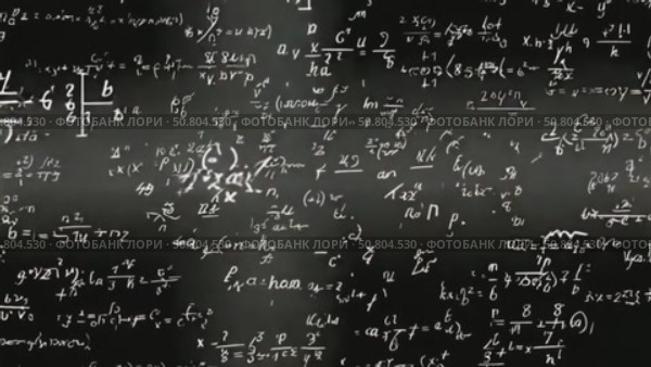 A black background filled with complex mathematical equations and graphs. White lines form an eye shape, symbolizing vision and knowledge in mathematics. Стоковое AI-видео, аниматор Olga Dmitrieva / Фотобанк Лори