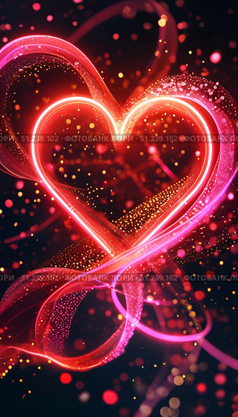 A Colorful Heart adorned with Glittering Lights, Swirls, and vibrant artistic elements. Стоковое AI-изображение, AI-художник Лариса Пономарева / Фотобанк Лори