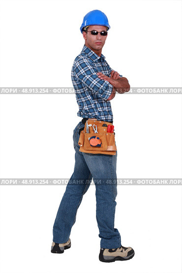 A cool construction worker. Стоковое фото, агентство Ingram Publishing / Фотобанк Лори