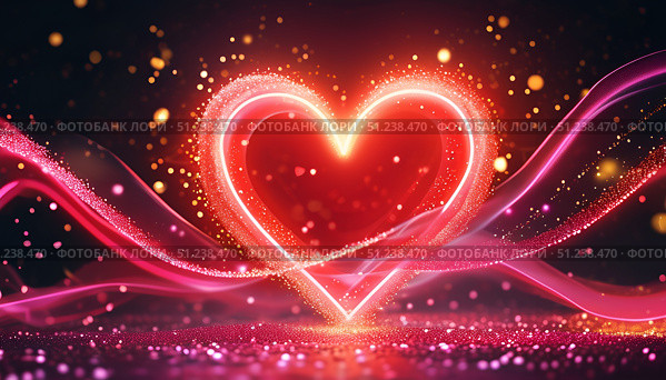 A Heart Glowing with Sparkling Effects and Colorful Lights Radiating Joy and Energy. Стоковое AI-изображение, AI-художник Лариса Пономарева / Фотобанк Лори