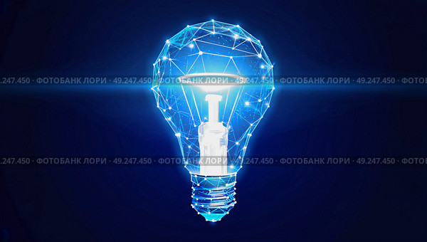 A light bulb symbolizing the appearance of a new idea or thought. A sudden inspiration for an idea. Thought process. Стоковое AI-изображение, AI-художник Антон Слабоспицкий / Фотобанк Лори