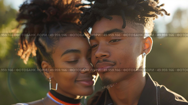 A man and a woman with dreadlocks on their heads standing side by side. Стоковое AI-изображение, AI-художник Данила Большаков / Фотобанк Лори