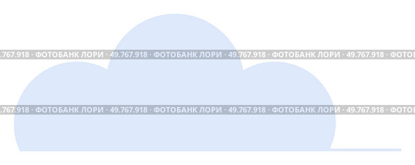A minimalistic light blue cloud shape rests on a clean white background with a slight shadow below. Ideal for weather, cloud computing, children s design, minimalist art, and tech themes.. Simplistic Light Blue Cloud on White Background with Subtle Shadow. Стоковая иллюстрация, агентство Ingram Publishing / Фотобанк Лори