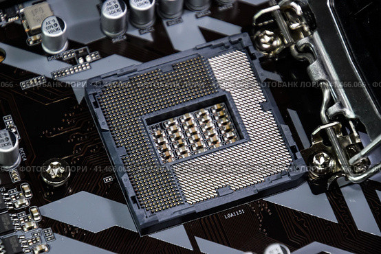 A nest for the Intel processor in the motherboard. Стоковое фото, фотограф Леонид Еремейчук / Фотобанк Лори