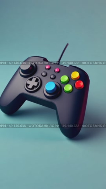 A pixel-art inspired 3D game controller icon with retro colors, slight tilt for dynamic perspective, nostalgic vibe. Стоковое AI-видео, аниматор Sergey Grishin / Фотобанк Лори