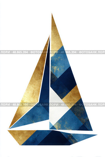 A sailboat with a gold trim. Стоковое AI-изображение, AI-художник Ярославский Максим / Фотобанк Лори