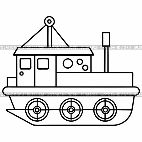A simple line drawing of a toy boat. perfect for childrens books. educational resources. or crafting projects. This adorable illustration can be used to teach children about boats. seafaring. and water transportation. Стоковая иллюстрация, агентство Ingram Publishing / Фотобанк Лори