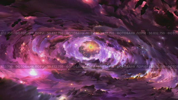 A stunning and mesmerizing cosmic swirl of purple nebula beautifully created in space. Стоковое AI-видео, аниматор Лариса Пономарева / Фотобанк Лори