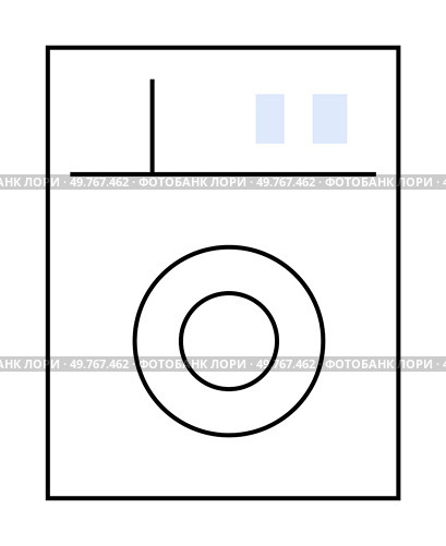 A stylized, minimalist depiction of a white washing machine with a round door and simple control indicators. Ideal for home appliances, household chores, cleaning activities, modern living, and inter. Minimalist White Washing Machine Illustration with Simplified Controls and Functional Design. Стоковая иллюстрация, агентство Ingram Publishing / Фотобанк Лори