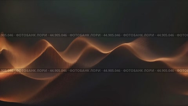 Abstract 3d gold flow wave on dark background. Future mesh or sound grid. Digital data structure. Futuristic technology concept. Motion animation. Стоковое AI-видео, аниматор Анна Маркина / Фотобанк Лори