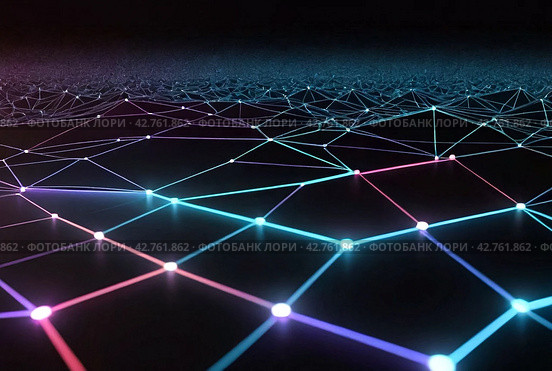Abstract background of data technology creativity backdrop. Connecting dots and lines on dark black background, poster. Conceptual design backgrounds concept. Gen ai illustration. Copy ad text space. Стоковое AI-изображение, AI-художник Aleksandr Golubev / Фотобанк Лори
