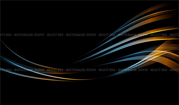 Abstract blue and gold smoke Waves. Shiny moving lines design element on dark background for gift, greeting card and disqount voucher. Vector Illustration. Abstract Waves. Shiny blue moving lines design element on dark background for greeting card and disqount voucher. Стоковая иллюстрация, агентство Ingram Publishing / Фотобанк Лори