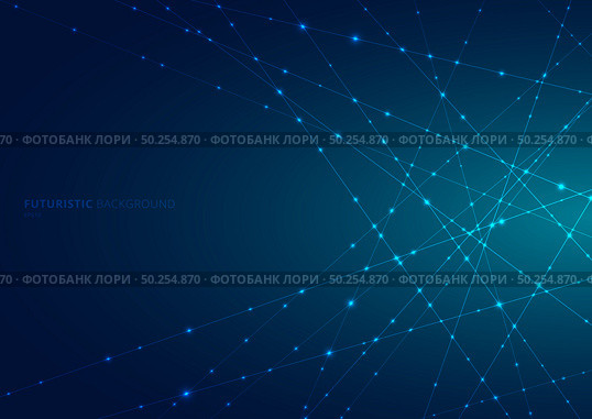 Abstract blue laser line with sparkle lighting on dark blue space background. Digital technology futuristic concept. Vector illustration. Стоковая иллюстрация, агентство Ingram Publishing / Фотобанк Лори