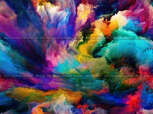 Abstract Color series. Composition of colorful paint in motion on canvas on the subject of art, creativity and imagination. Стоковое фото, агентство Ingram Publishing / Фотобанк Лори