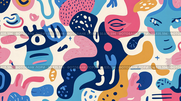 Abstract Expressionism: A Playful Dance of Color and Form, Suitable for Wall Art. Стоковое AI-изображение, AI-художник Данила Большаков / Фотобанк Лори
