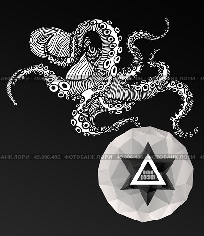 Abstract  gothic sacral illustration with polygon,  crystal design element, symbol, sign for tattoo. Стоковая иллюстрация, агентство Ingram Publishing / Фотобанк Лори