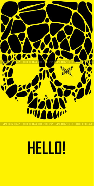 Abstract hipster poster, crystal skull with polygon,design element drawn by hand, symbol, sign for tattoo. Стоковая иллюстрация, агентство Ingram Publishing / Фотобанк Лори