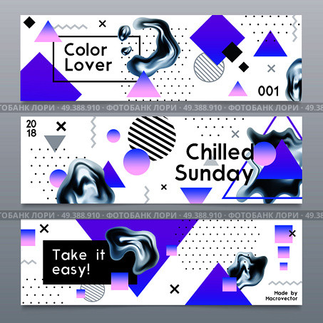 Abstract horizontal banners in modern design with chrome elements and advertising text isolated vector illustration. Abstract Banners With Chrome Elements. Стоковая иллюстрация, агентство Ingram Publishing / Фотобанк Лори