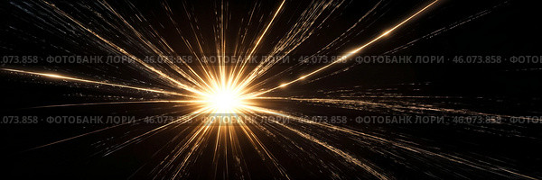 Abstract lighting, digital lens flare in black background, sun rays light isolated for overlay design, light of radiance. Abstract illustration, wallpaper. Create backdrop concept. Copy ad text space. Стоковое AI-изображение, AI-художник Aleksandr Golubev / Фотобанк Лори