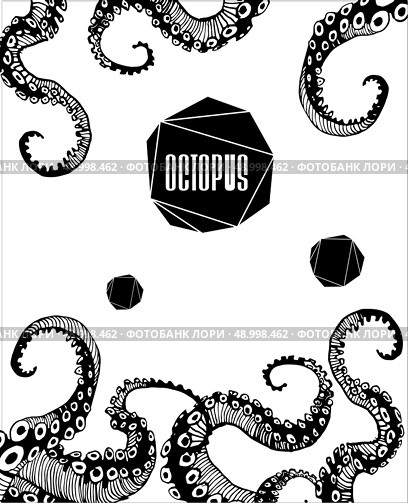 Abstract  octopus illustration ,  design element, symbol, sign for tattoo. Стоковая иллюстрация, агентство Ingram Publishing / Фотобанк Лори