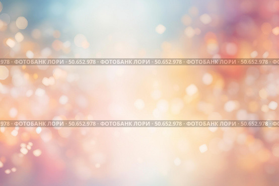 Abstract pastel background shining with golden festive bokeh lights and glittering particles. Стоковое AI-изображение, AI-художник Иван Рябоконь / Фотобанк Лори