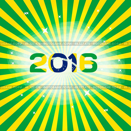 Abstract patterns of color flag of Brazil with inscription 2016.. Abstract patterns of color flag of Brazil with inscription 2016. Vector Illustration. EPS10. Стоковая иллюстрация, агентство Ingram Publishing / Фотобанк Лори