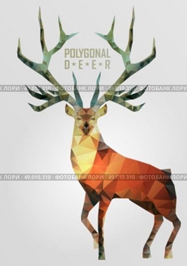 Abstract polygonal deer. Geometric hipster illustration. Polygonal antlers. Стоковая иллюстрация, агентство Ingram Publishing / Фотобанк Лори