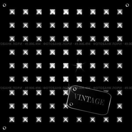 Abstract retro background with stud and retro label. Design template, card can be used banners, invitation, congratulation or website. Silver, gold metal stud. Стоковая иллюстрация, агентство Ingram Publishing / Фотобанк Лори