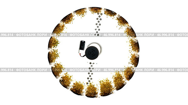 Abstract spinning circular object with yellow withered grass growing along its perimeter. Стоковая иллюстрация, иллюстратор David Kashakhi / Фотобанк Лори
