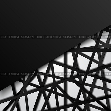Abstract template black lines futuristic overlapping white background. Digital connection. Vector illustration. Стоковая иллюстрация, агентство Ingram Publishing / Фотобанк Лори