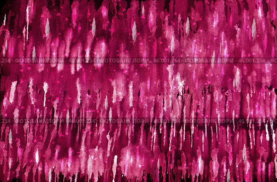 Abstract watercolor cherry background. On a red-purple background there are light inclusions in the form of elongated suspended lines and spots. Imitation of watercolor painting. Стоковая иллюстрация, иллюстратор Бузмакова Светлана / Фотобанк Лори