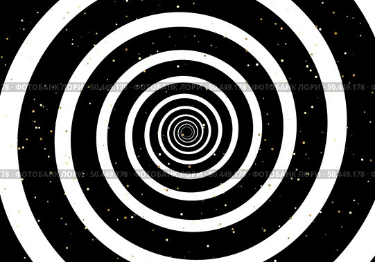 Abstract white circle swirl pattern with golden glitter dust on black background. Vector illustration. Стоковая иллюстрация, агентство Ingram Publishing / Фотобанк Лори