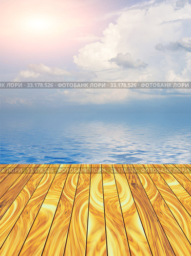 Abstract Wood Plank and Nature Background. Стоковое фото, фотограф Phongkit Longthong / Smarterpix / Фотобанк Лори