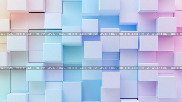 Абстрактная геометрическая 3D-стена в пастельных тонах. Стоковое AI-изображение, AI-художник ФотоИнтеллект / Фотобанк Лори