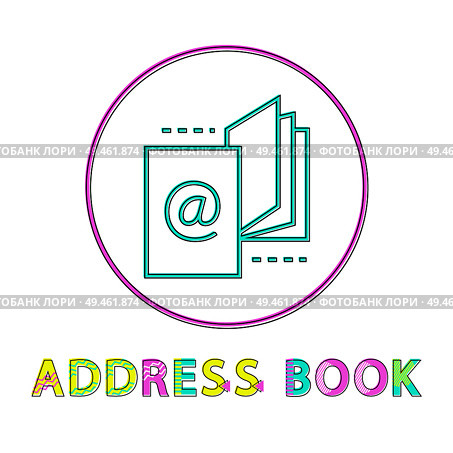 Address book round linear icon template for app. Contacts list mobile application bright outline element isolated cartoon flat vector illustration.. Address Book Round Linear Icon Template for App. Стоковая иллюстрация, агентство Ingram Publishing / Фотобанк Лори