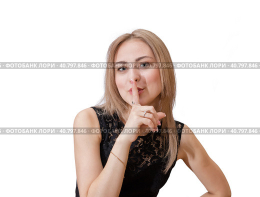 Adorable young blonde shows sign behave quieter. Стоковое фото, фотограф Сергей Сергеев / Фотобанк Лори